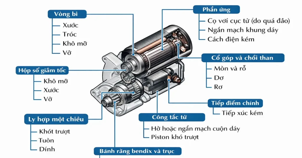Cấu tạo củ đề xe nâng