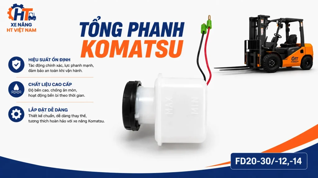 Tổng phanh Komatsu FD20-30/-12,-14 Bầu dầu phanh Komatsu