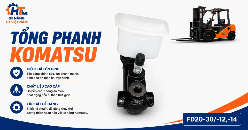 Tổng phanh Komatsu FD20-30/-12,-14 Lỗ dầu tổng phanh